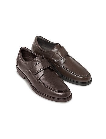 Derbies confort cuir, patte scratchée