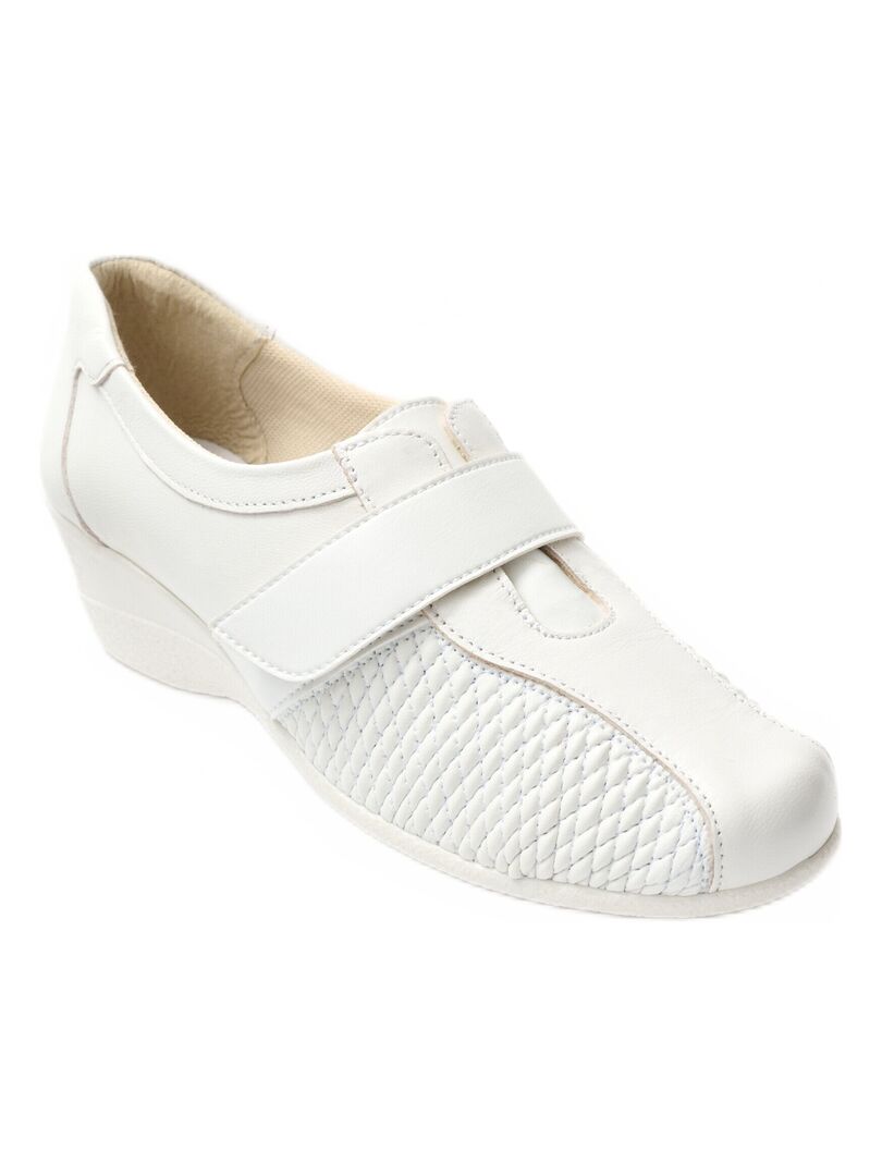 Derbies confort grande largeur cuir Blanc - Kiabi