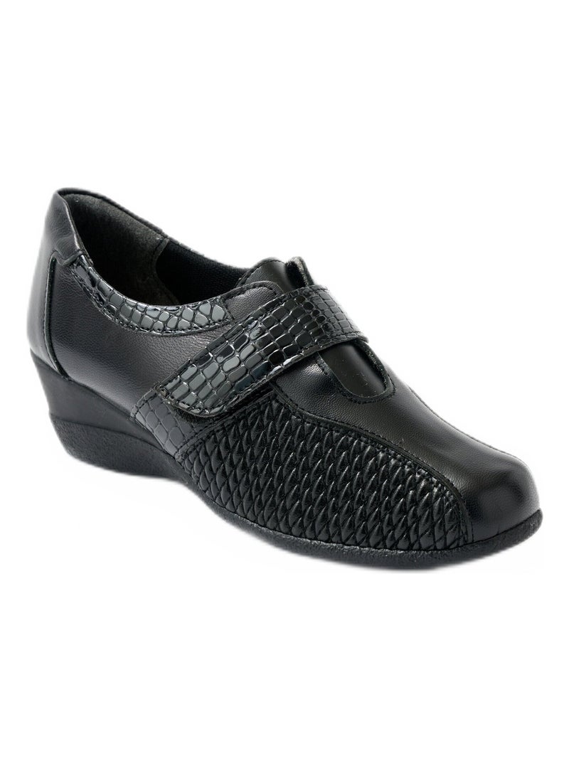 Derbies confort grande largeur cuir Noir - Kiabi