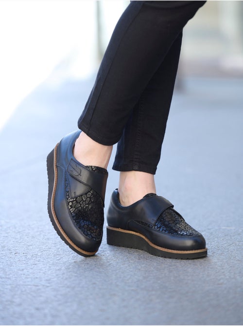 Derbies cuir à patte scratch - PEDICONFORT - Kiabi