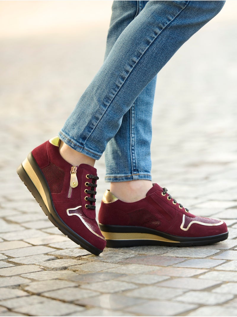 Derbies cuir détails métallisés - PEDICONFORT Bordeaux - Kiabi