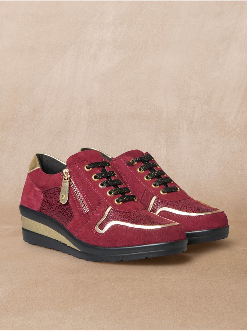 Derbies cuir détails métallisés - PEDICONFORT Bordeaux - Kiabi