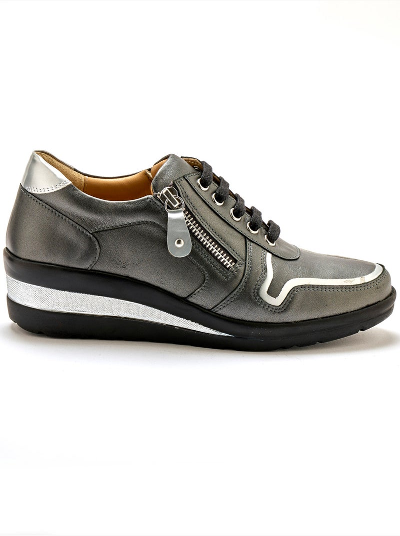 Derbies cuir détails métallisés - PEDICONFORT Gris - Kiabi