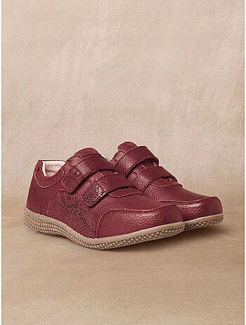 Derbies cuir fantaisie à scratchs - pediconfort
