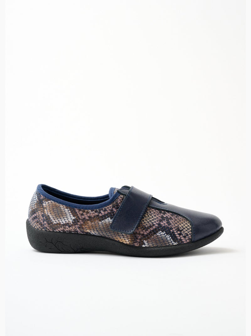 Derbies cuir grande largeur extensibles - Afibel Bleu - Kiabi