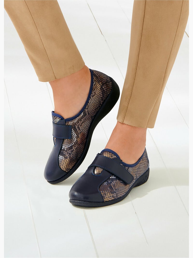 Derbies cuir grande largeur extensibles - Afibel Bleu - Kiabi