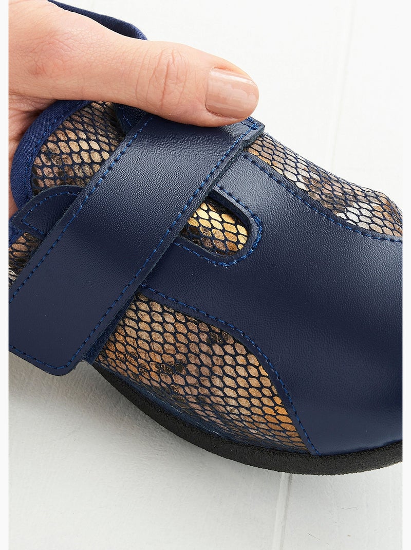 Derbies cuir grande largeur extensibles - Afibel Bleu - Kiabi