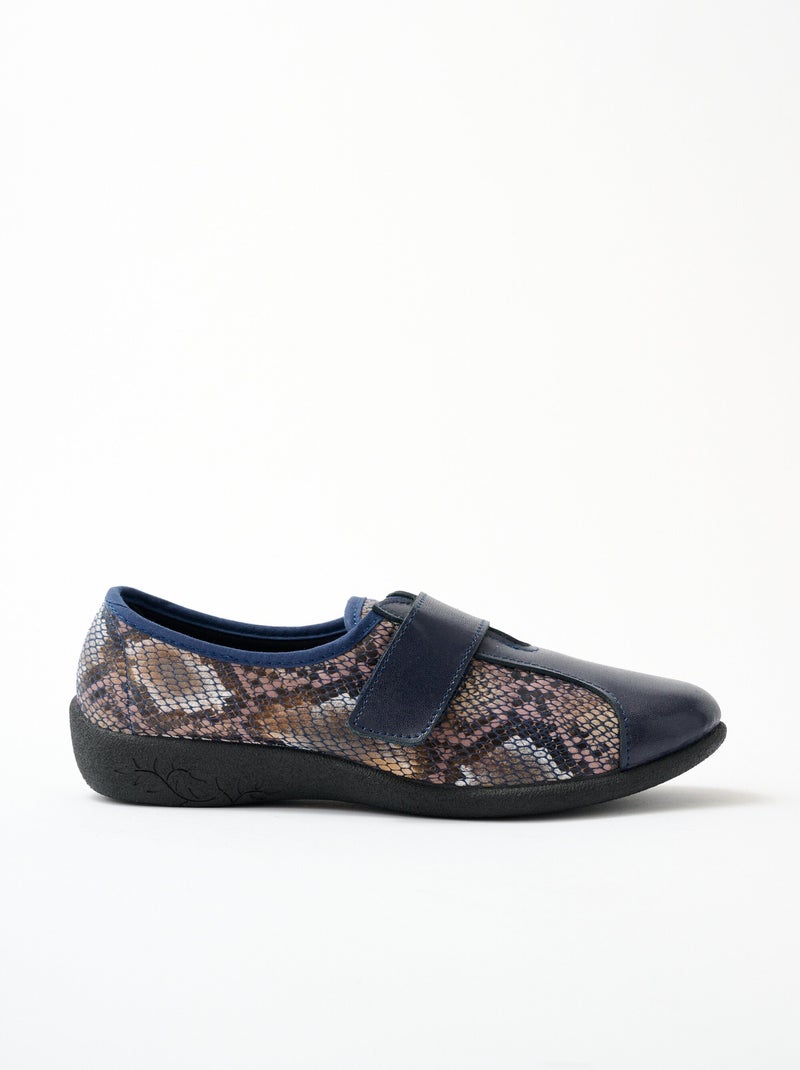 Derbies cuir grande largeur extensibles - Afibel Bleu marine - Kiabi