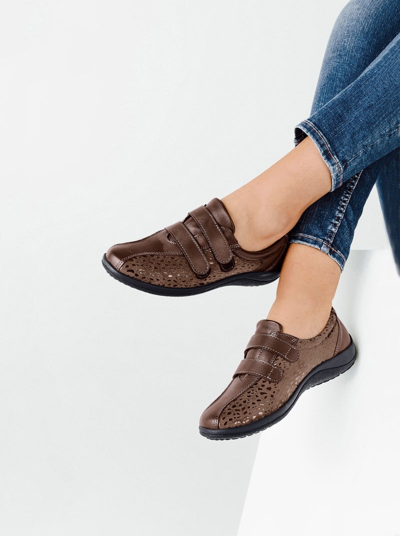 Derbies cuir grande largeur pieds sensibles - afibel Taupe - Kiabi