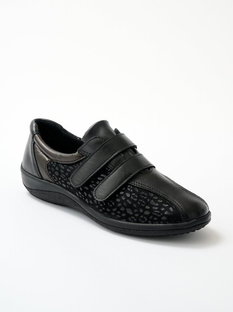 Derbies cuir grande largeur pieds sensibles Noir - Kiabi