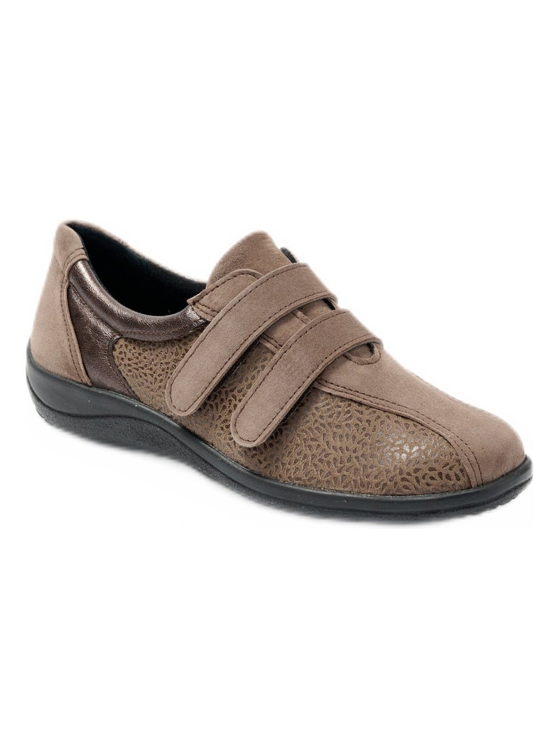 Derbies cuir grande largeur pieds sensibles Taupe - Kiabi