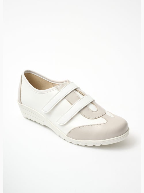 Derbies cuir largeur confort scratchés - Afibel - Kiabi