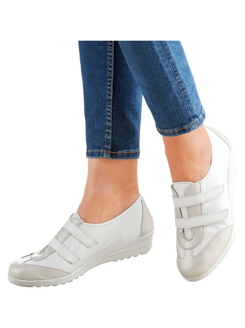 Derbies cuir largeur confort scratchés - Afibel - Kiabi