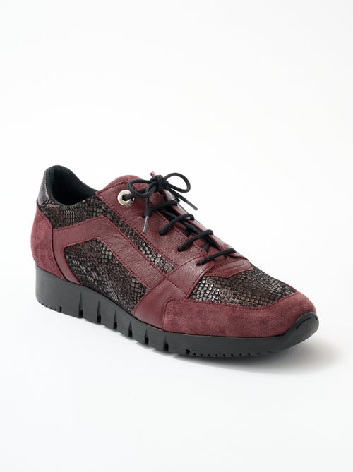 Derbies cuir largeur confort zip et lacets - Kiabi