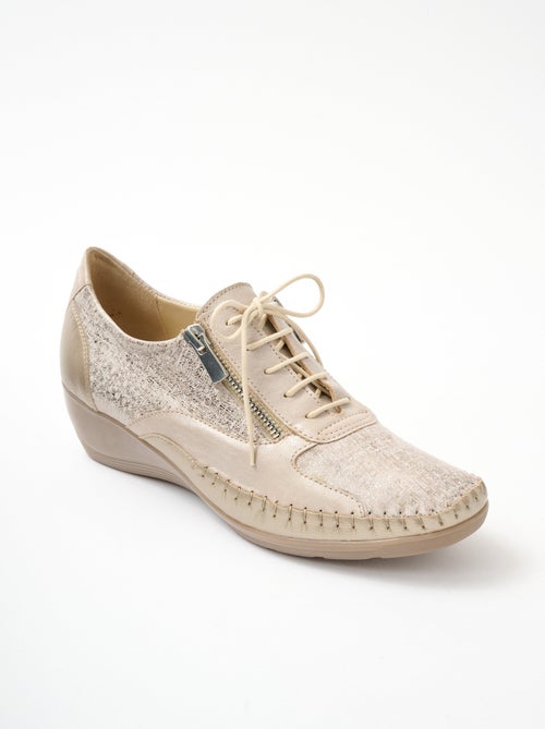 Derbies cuir zippées effet laçage - Afibel - Kiabi