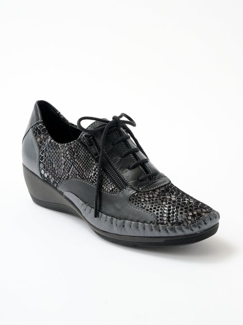 Derbies cuir zippées effet laçage - Afibel - Kiabi