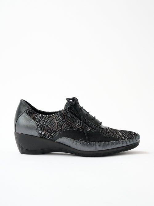 Derbies cuir zippées effet laçage - Afibel - Kiabi