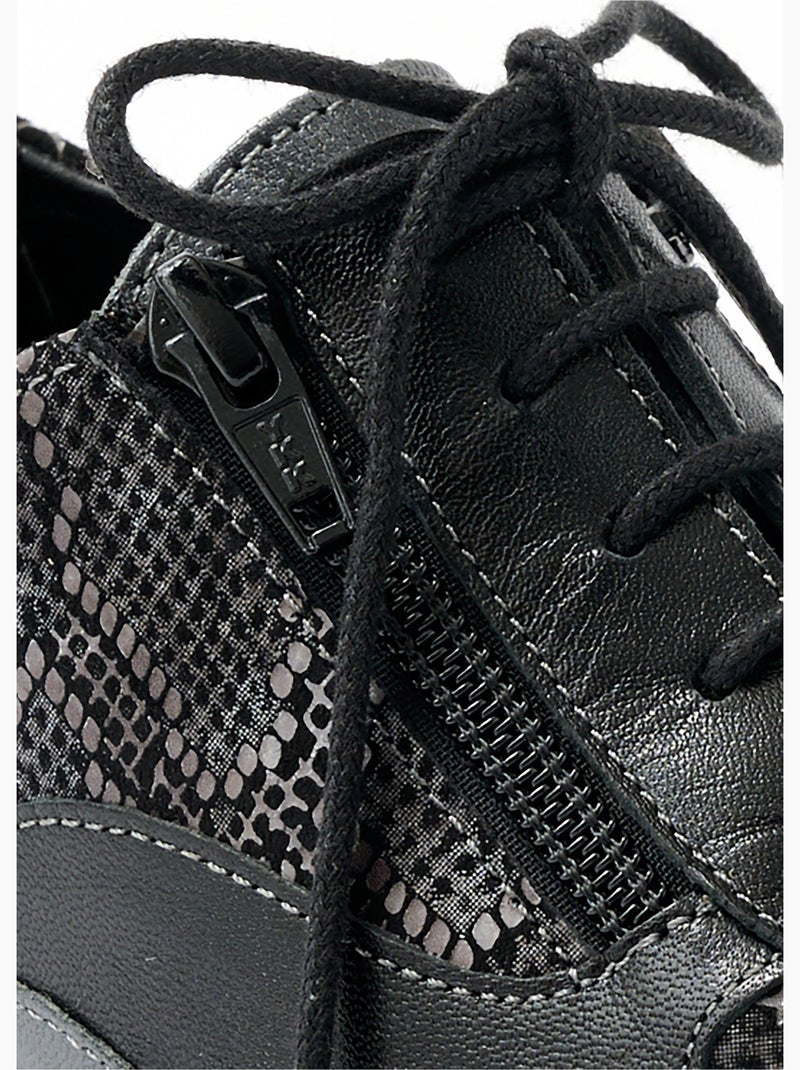 Derbies cuir zippées effet laçage - Afibel Noir - Kiabi
