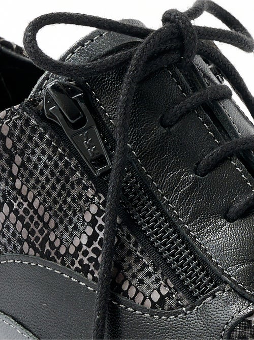 Derbies cuir zippées effet laçage - Kiabi