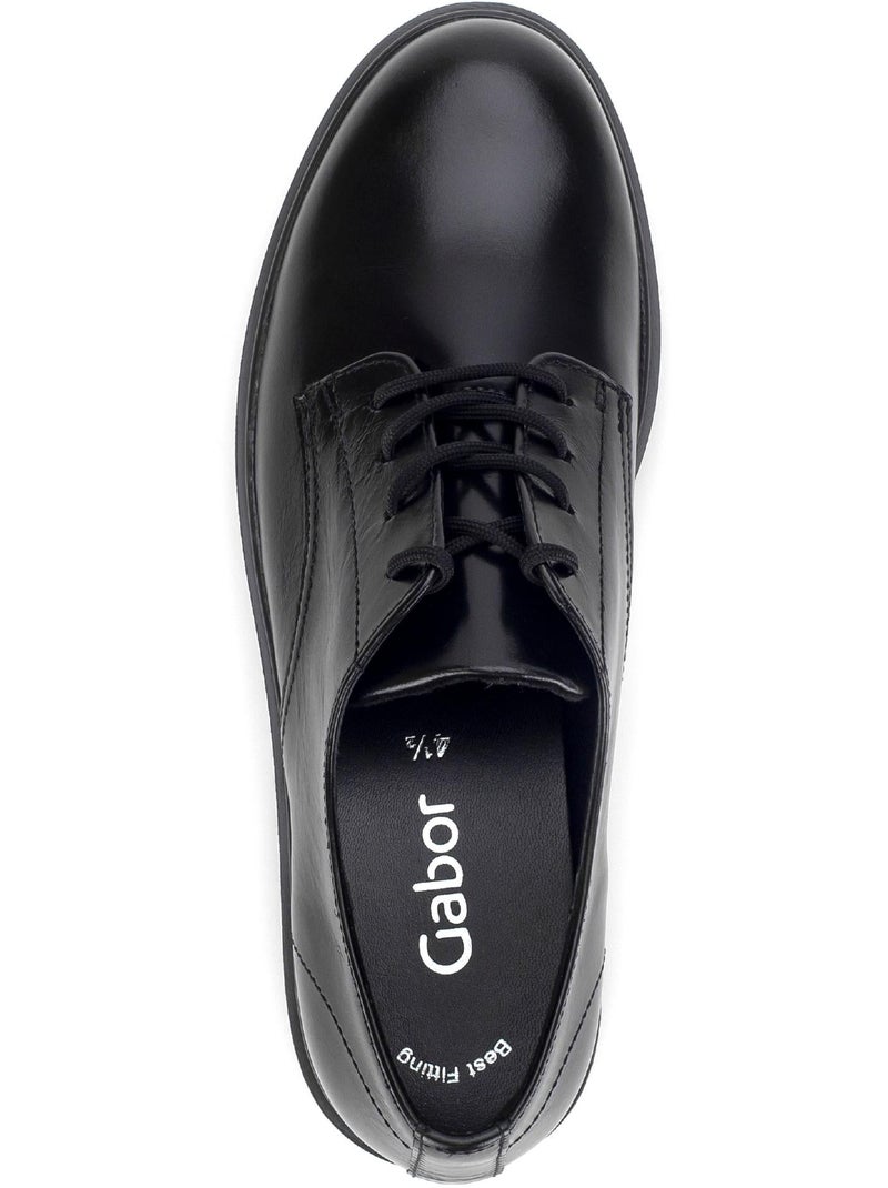 Derbies  en cuir lisse Noir - Kiabi