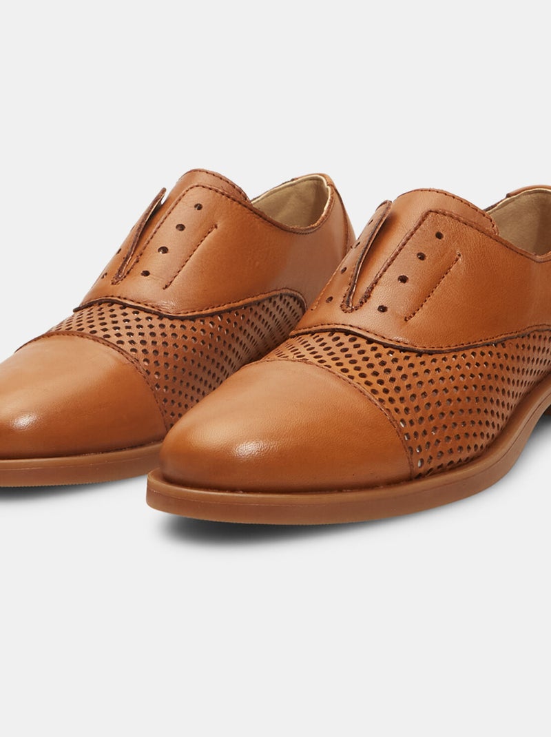 Derbies en cuir sans lacets BATA Bronze - Kiabi