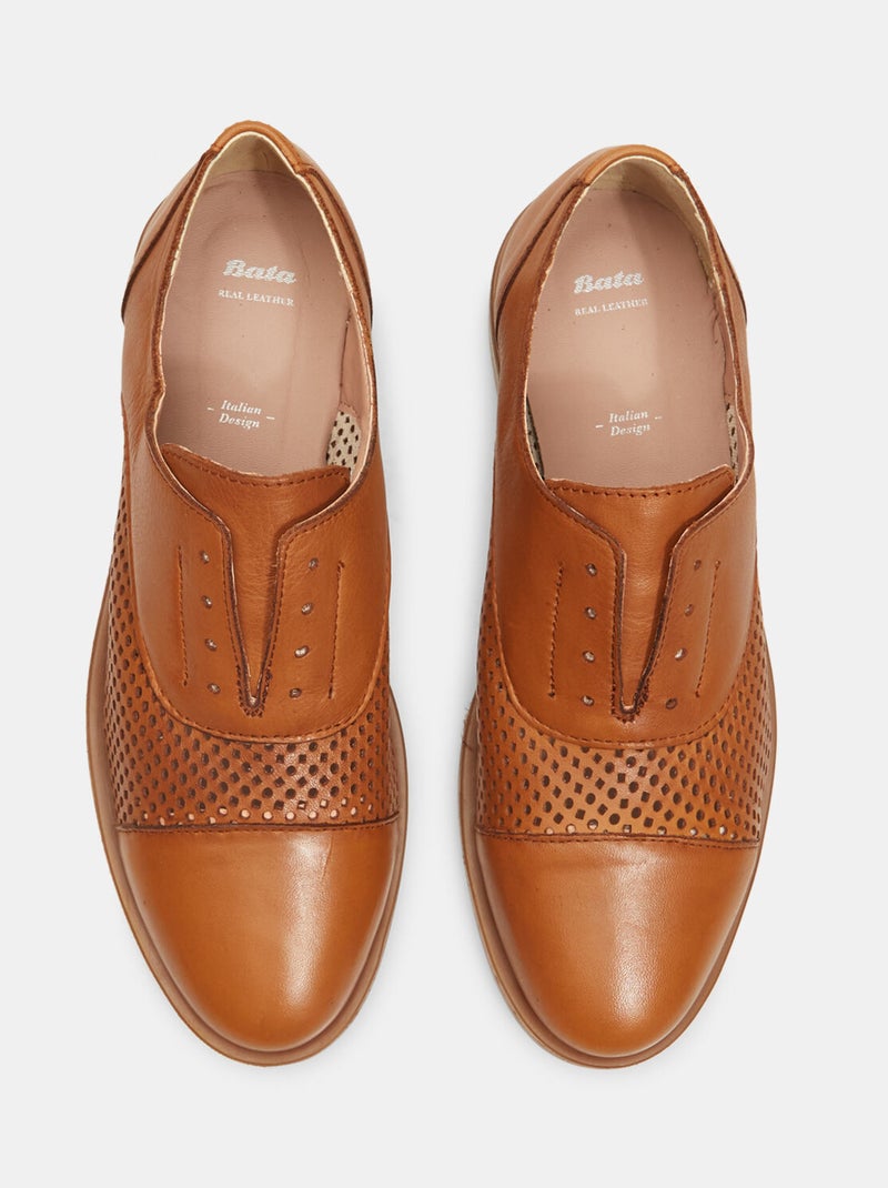Derbies en cuir sans lacets BATA Bronze - Kiabi