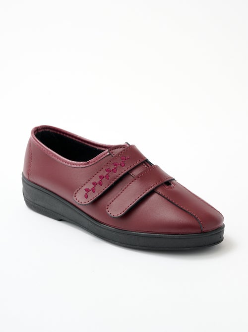 Derbies grande largeur scratchées cuir brodées - Afibel - Kiabi