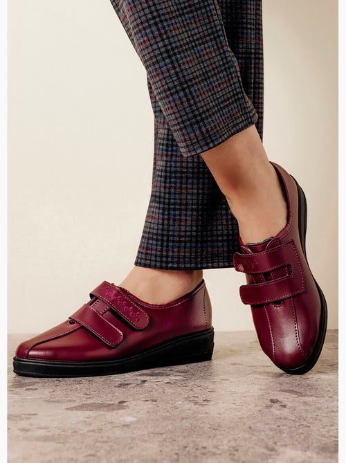 Derbies grande largeur scratchées cuir brodées - Afibel - Kiabi