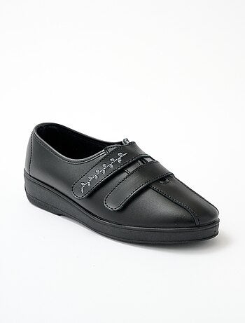 Derbies grande largeur scratchées cuir brodées - Afibel