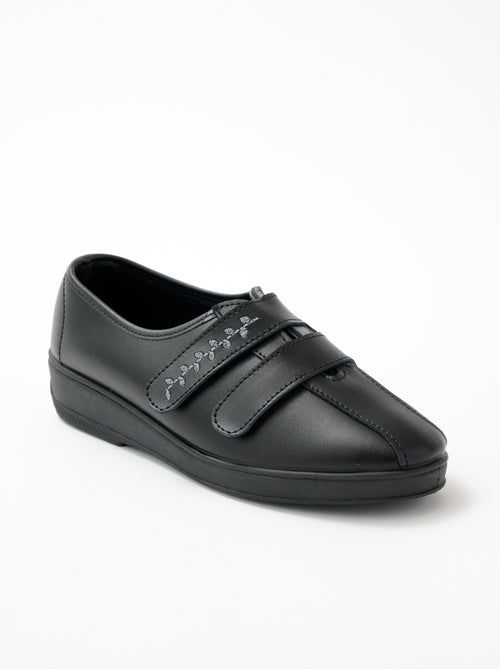 Derbies grande largeur scratchées cuir brodées - Afibel - Kiabi