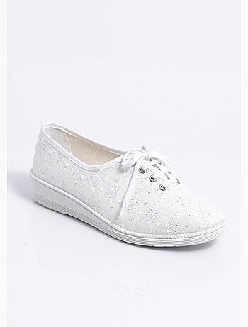 Derbies lacées compensées textile brodé - Afibel