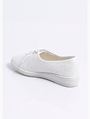 Derbies lacées compensées textile brodé - Afibel