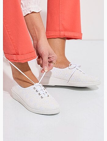 Derbies lacées compensées textile brodé - Afibel
