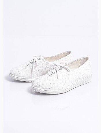 Derbies lacées compensées textile brodé - Afibel