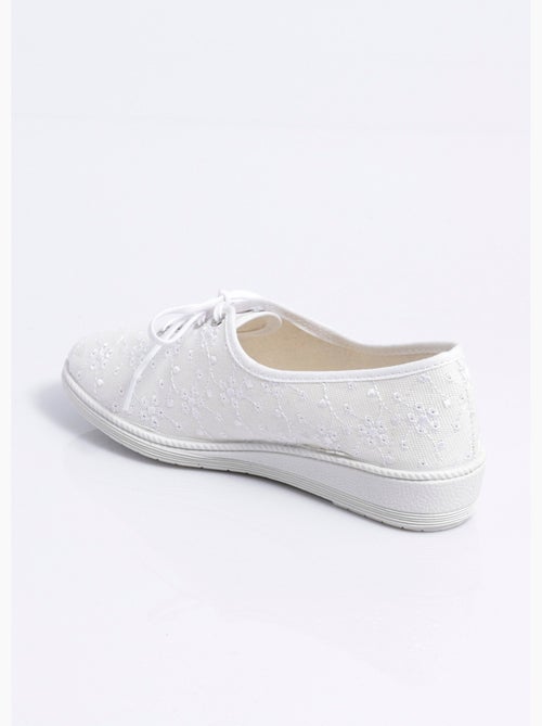 Derbies lacées compensées textile brodé - Afibel - Kiabi