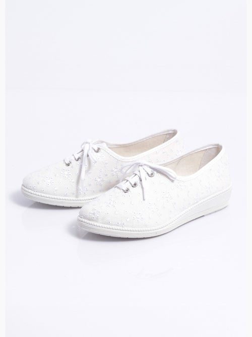 Derbies lacées compensées textile brodé - Afibel - Kiabi