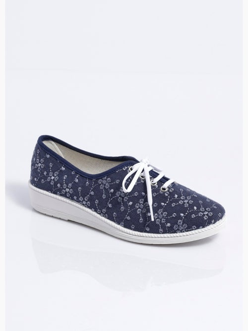 Derbies lacées compensées textile brodé - Afibel - Kiabi