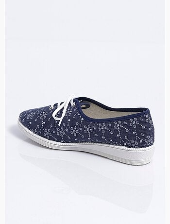 Derbies lacées compensées textile brodé - Afibel