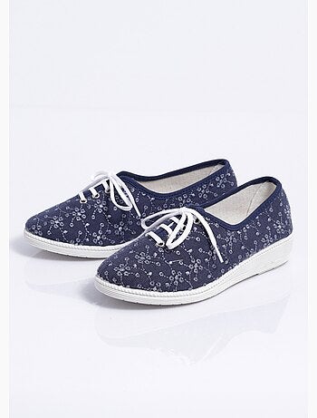 Derbies lacées compensées textile brodé - Afibel
