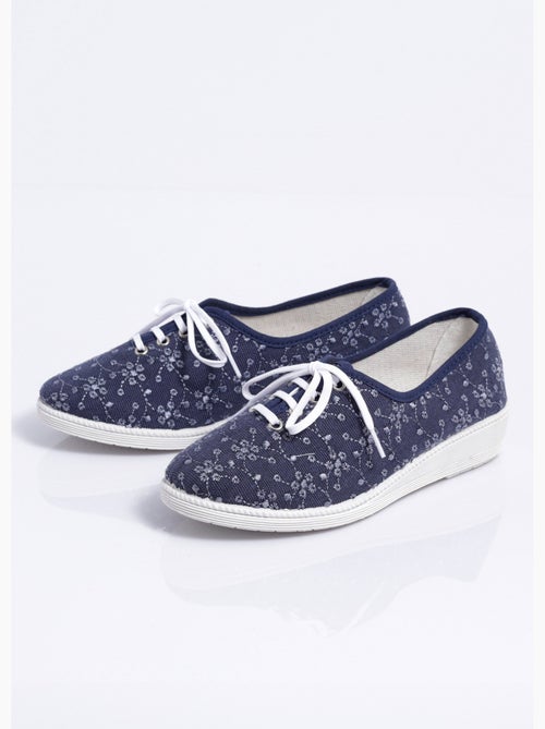 Derbies lacées compensées textile brodé - Afibel - Kiabi