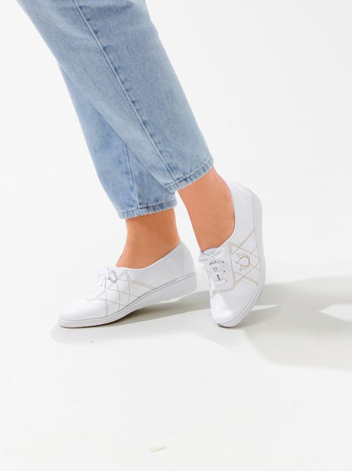 Derbies lacées largeur confort cuir - Kiabi