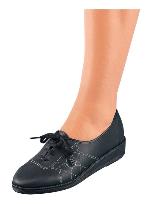 Derbies lacées largeur confort cuir - Kiabi