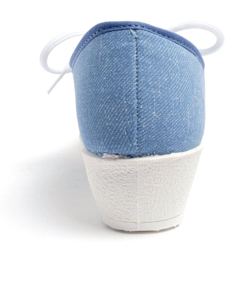 Derbies lacées toile compensées - Afibel Bleu jean - Kiabi