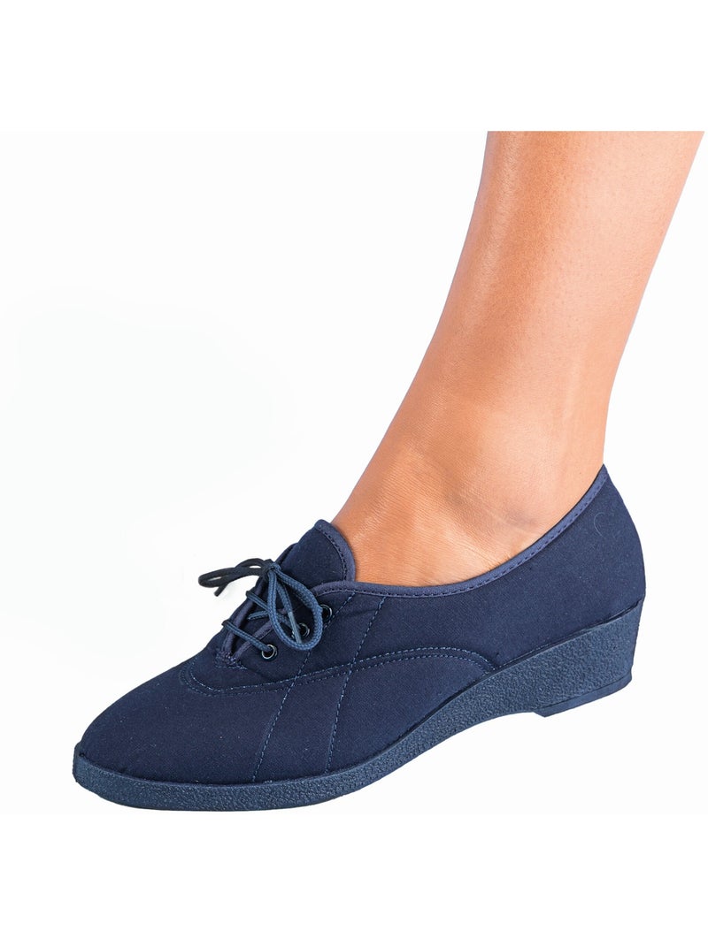 Derbies lacées toile compensées - Afibel Bleu marine - Kiabi