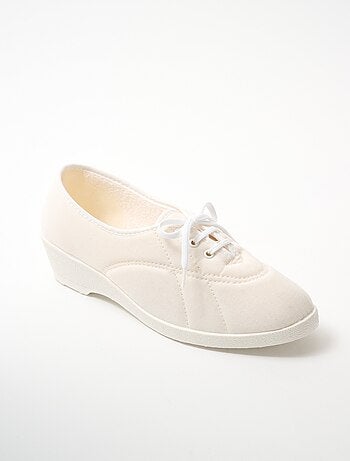 Derbies lacées toile compensées