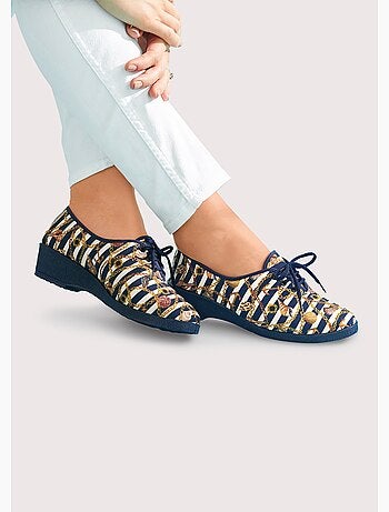 Derbies lacées toile compensées