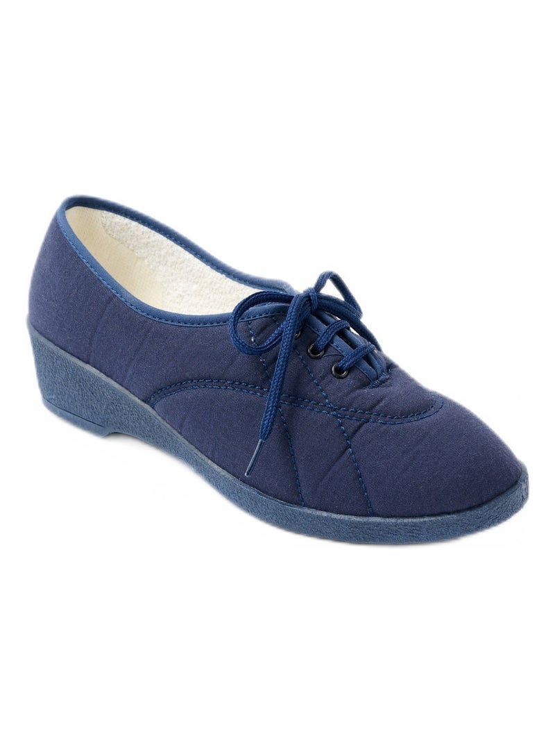 Derbies lacées toile compensées Bleu marine - Kiabi