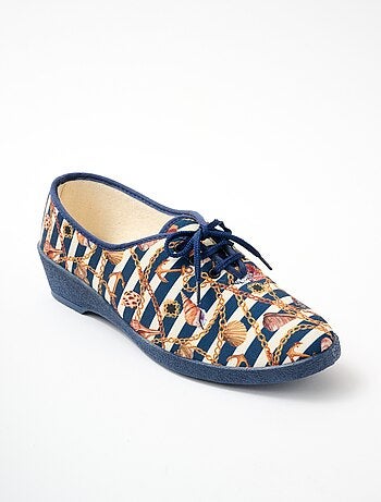 Derbies lacées toile compensées