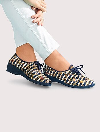 Derbies lacées toile compensées