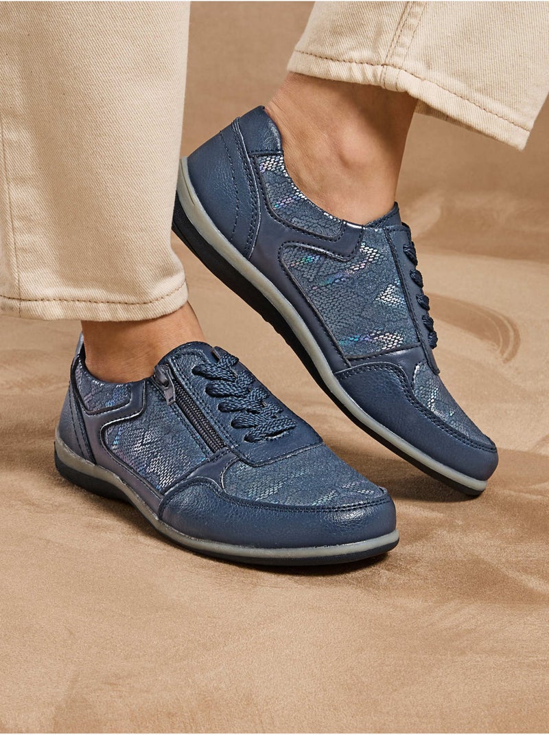 Derbies lacets et zip femme - PEDICONFORT Bleu marine - Kiabi